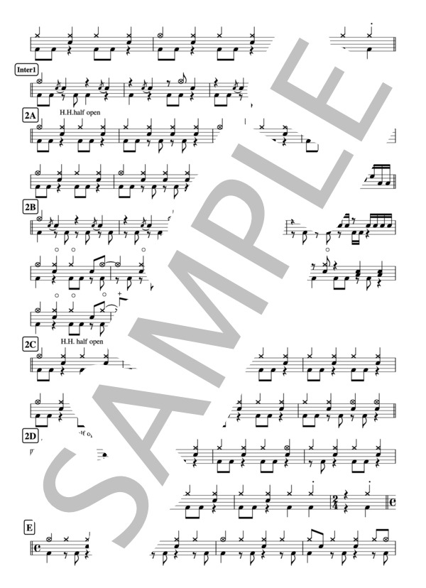 『パーフェクトライフ』B'z  ドラム譜 3ページ (B’z) / 中級 - サンプル譜面 2/3
