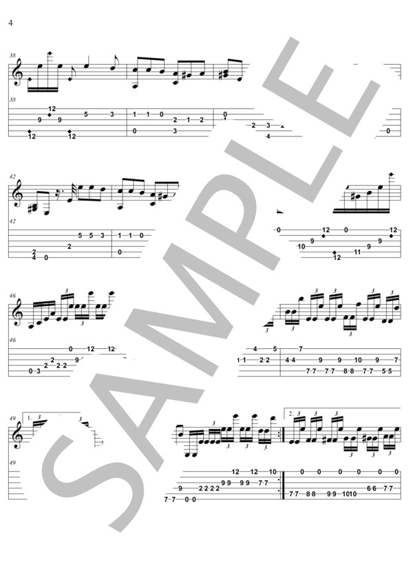 ラ・カンパネラ【TAB】 (フランツ・リスト) / ギターソロ 初〜中級 - サンプル譜面 4/5