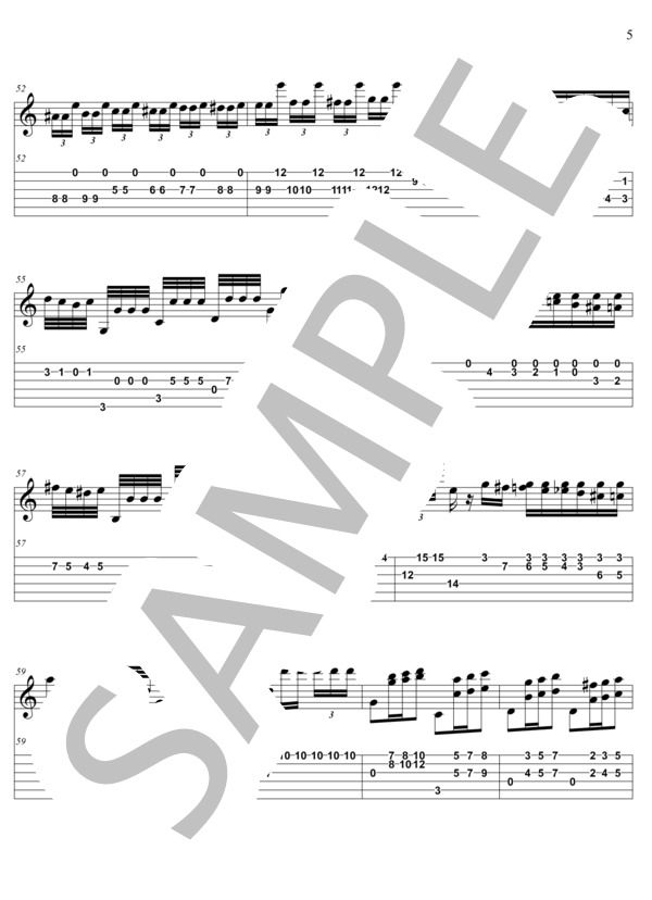 ラ・カンパネラ【TAB】 (フランツ・リスト) / ギターソロ 初〜中級 - サンプル譜面 5/5