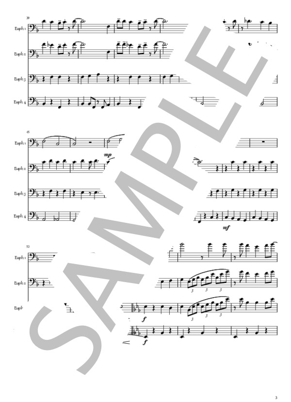 白雪姫メドレー ユーフォニアム4重奏 (フランク・チャーチル) / アンサンブル金管 中〜上級 - サンプル譜面 3/5