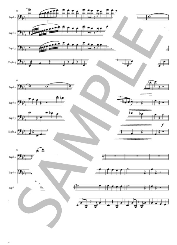 白雪姫メドレー ユーフォニアム4重奏 (フランク・チャーチル) / アンサンブル金管 中〜上級 - サンプル譜面 4/5