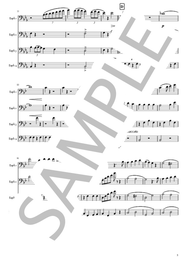 白雪姫メドレー ユーフォニアム4重奏 (フランク・チャーチル) / アンサンブル金管 中〜上級 - サンプル譜面 5/5