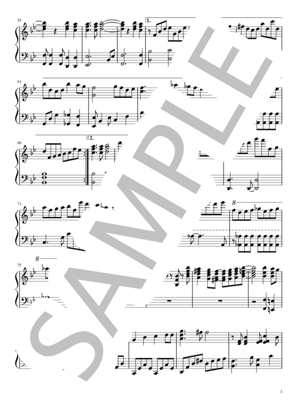 パラボラ (Official髭男dism) / ピアノソロ 中〜上級 - サンプル譜面 3/4