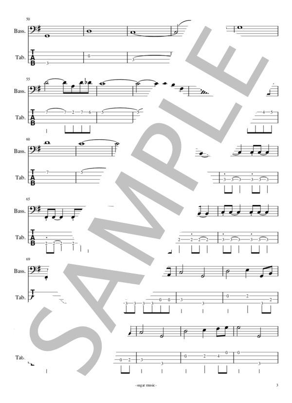 overture ベース タブ譜 (リーガルリリー) / エレキベース 初〜中級 - サンプル譜面 3/4