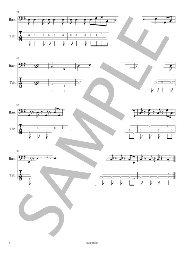 overture ベース タブ譜 (リーガルリリー) / エレキベース 初〜中級 - サンプル譜面 4/4