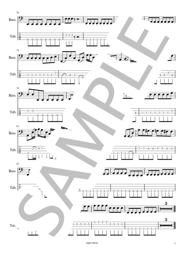さよなら ベース タブ譜 (BLUE ENCOUNT) / エレキベース 初〜中級 - サンプル譜面 3/3