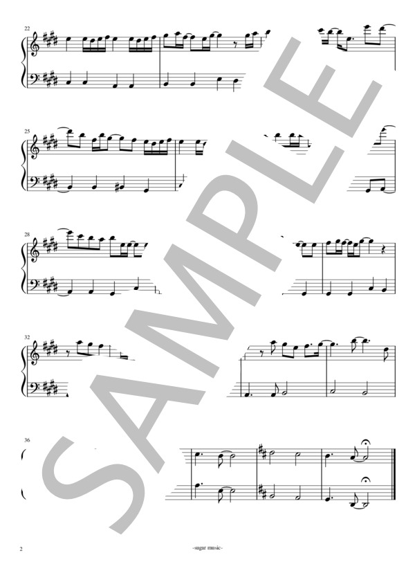 炎(short ver.) 初心者用 簡単 ピアノソロ楽譜 (LiSA) / 入門〜初級 - サンプル譜面 2/2