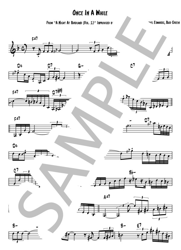 Once In A While - Clifford Brown(アドリブコピー譜） / トランペット 上級 - サンプル譜面 1/5