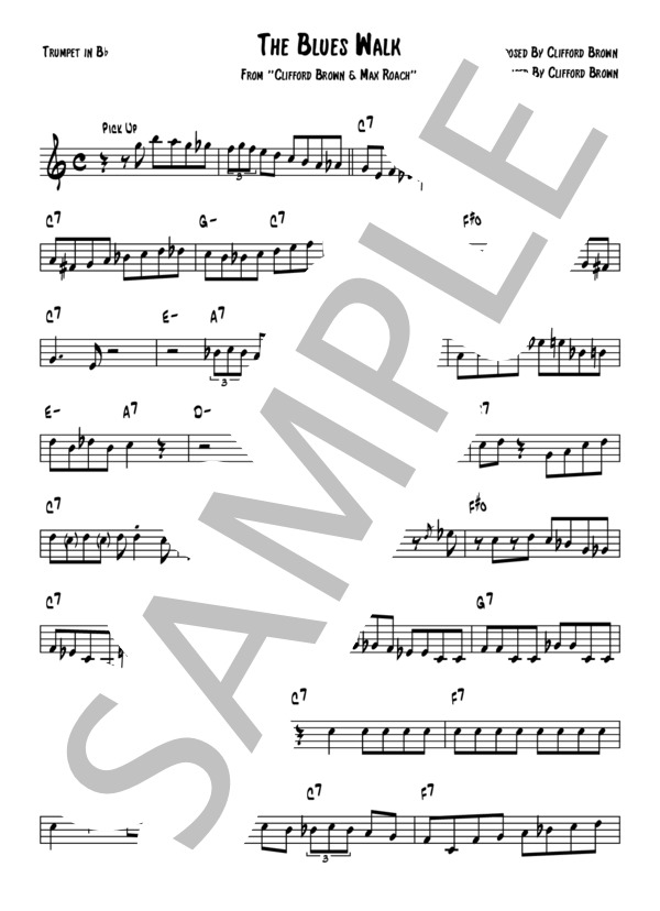 The Blues Walk (Brown & Roach) - Clifford Brown(アドリブコピー譜） / トランペット 上級 - サンプル譜面 1/3