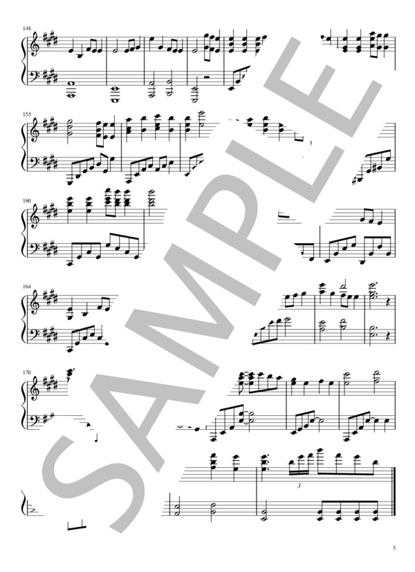 乙女どもよ。 (CHiCO with HoneyWorks) / ピアノソロ 中〜上級 - サンプル譜面 5/5