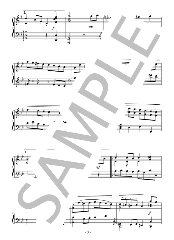 無伴奏チェロ組曲第3番よりブーレ（中級）：J.S.バッハ (ヨハン・セバスチャン・バッハ) / ピアノソロ 中級 - サンプル譜面 3/5