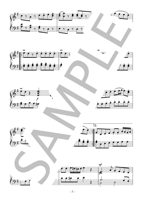 「アイネ・クライネ・ナハトムジーク」より第1楽章（初級）：W.A.モーツァルト (ヴォルフガング・アマデウス・モーツァルト) / ピアノソロ 初級 - サンプル譜面 3/4