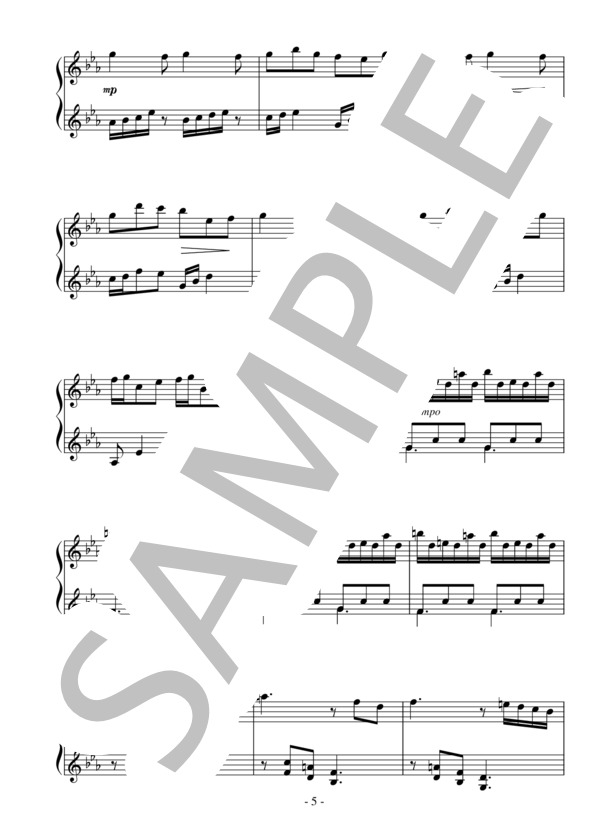 心の譜面（中級 完コピ）：松井咲子 (松井 咲子) / ピアノソロ 中級 - サンプル譜面 5/5