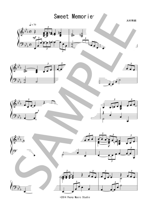 Sweet Memories(中級）：松田聖子 (松田 聖子) / ピアノソロ 中級 - サンプル譜面 1/5