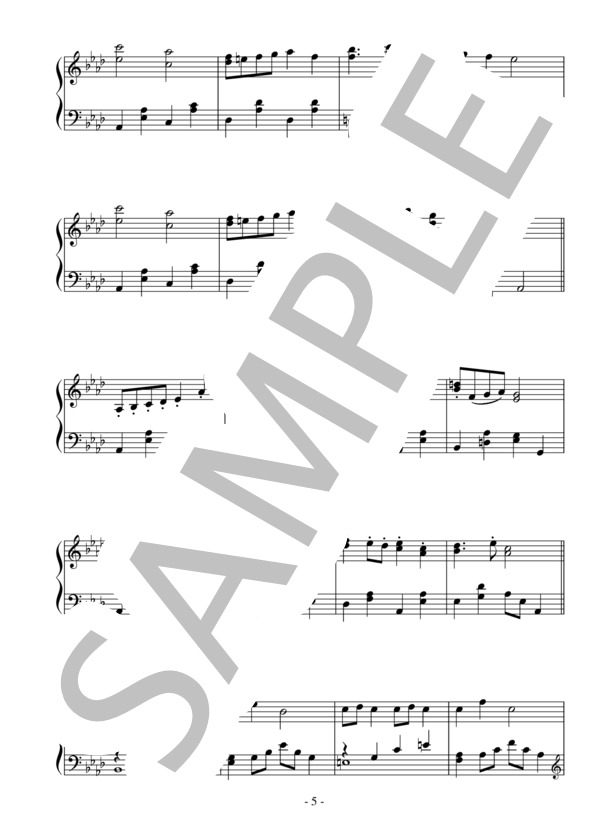 アンパンマンのマーチ（中級）：アニメ「それいけ！ アンパンマン」OST (三木 たかし) / ピアノソロ 中級 - サンプル譜面 5/5