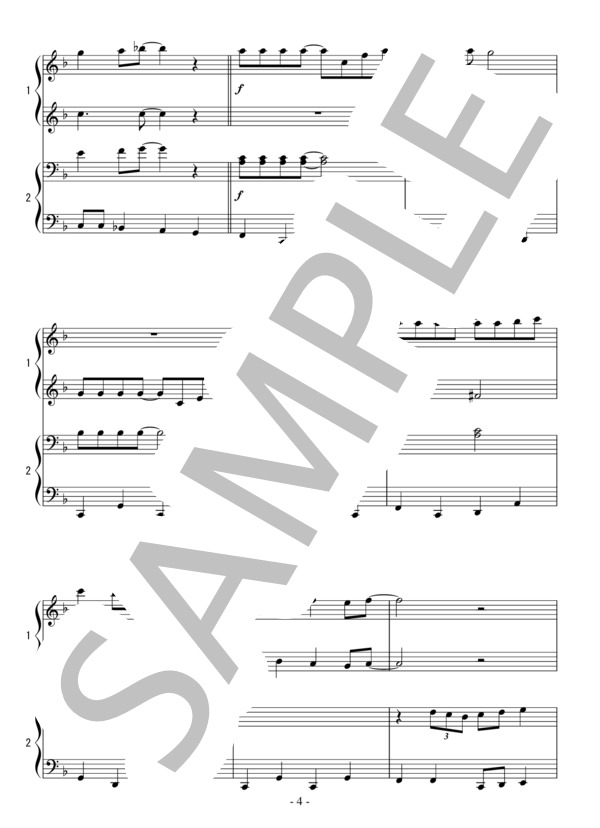 夢をかなえてドラえもん（初級 TVサイズ 連弾）：アニメ「ドラえもん」OST (mao) / ピアノ連弾 初級 - サンプル譜面 4/5