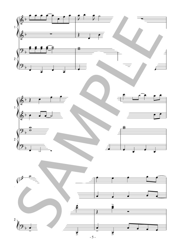 夢をかなえてドラえもん（初級 TVサイズ 連弾）：アニメ「ドラえもん」OST (mao) / ピアノ連弾 初級 - サンプル譜面 5/5