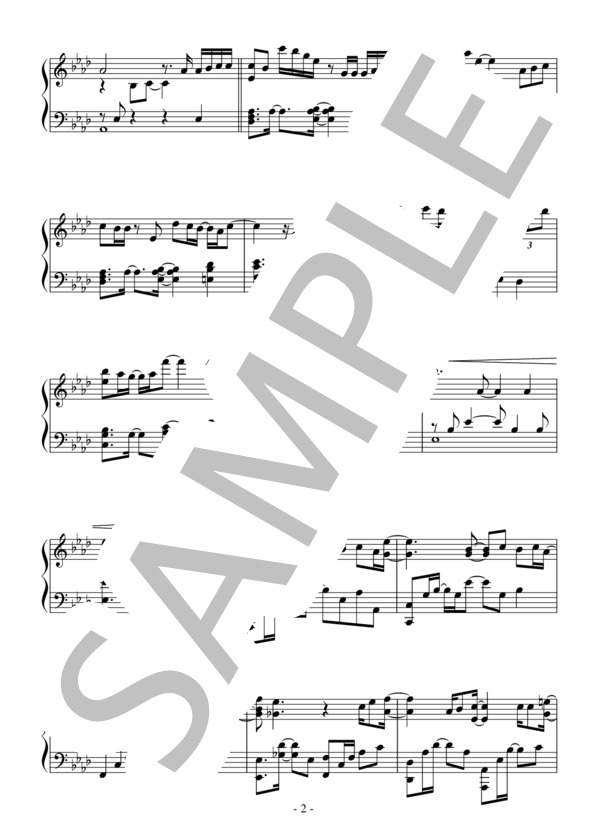 RAIN(中級）：SEKAI NO OWARI / ピアノソロ 中級 - サンプル譜面 2/5