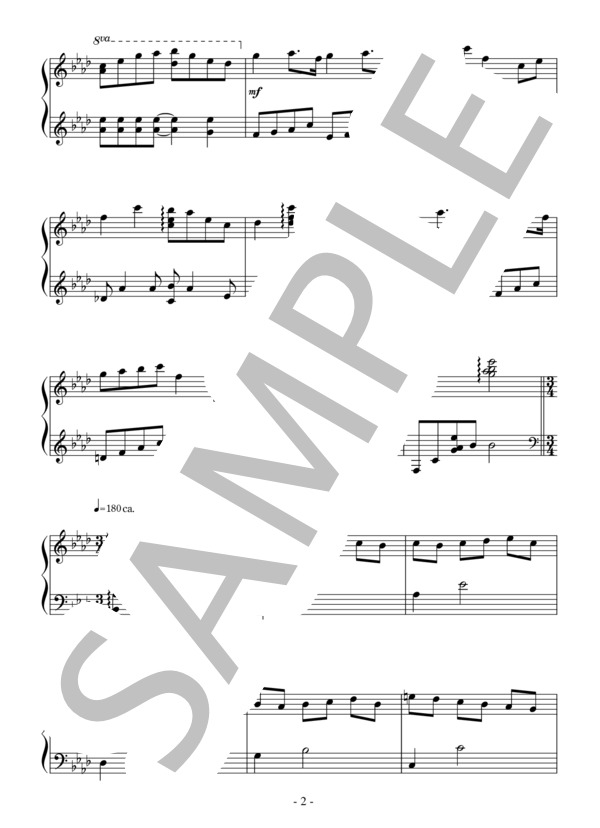 Silhouette of a Breeze(初～中級 完コピ）：アニメ「英國戀物語エマ」OST (梁 邦彦) / ピアノソロ 初〜中級 - サンプル譜面 2/3