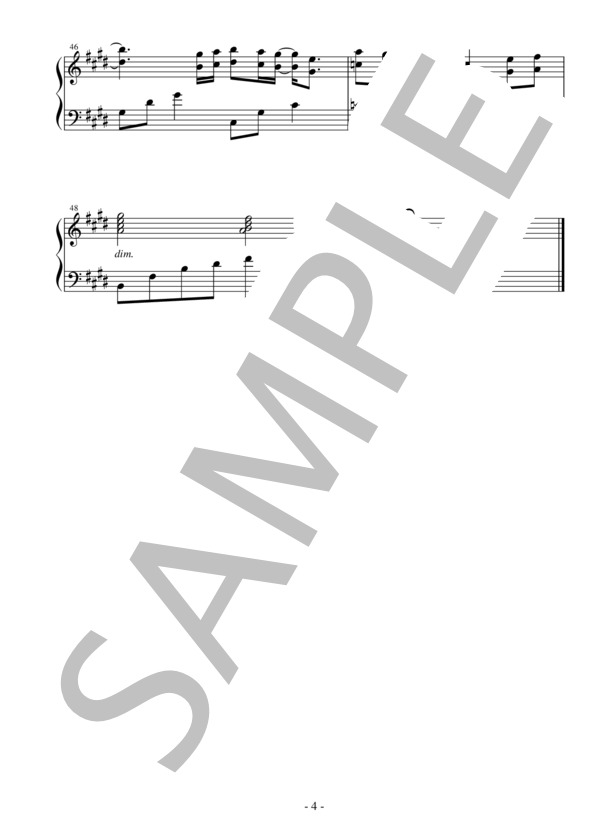 君ノカケラ（中級 Short Ver.)：アニメ「夏目友人帳 参」OST (中 孝介) / ピアノソロ 中級 - サンプル譜面 4/4