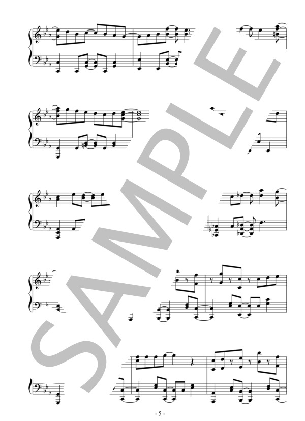 ピースサイン（中級）：米津玄師 (米津 玄師) / ピアノソロ 中級 - サンプル譜面 5/5