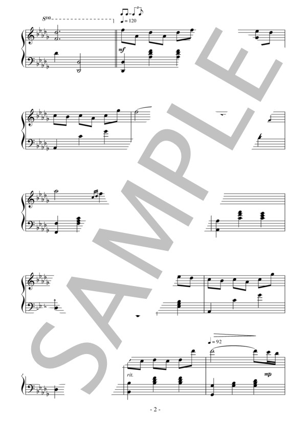 Stepping on the Rainy Street(中級 完コピ）：韓国ドラマ「冬のソナタ」OST (The Daydream) / ピアノソロ 中級 - サンプル譜面 2/4