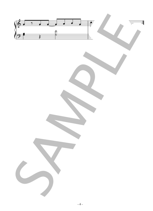 サザエさん一家（初級）：アニメ「サザエさん」OST (宇野 ゆう子) / ピアノソロ 初級 - サンプル譜面 4/4