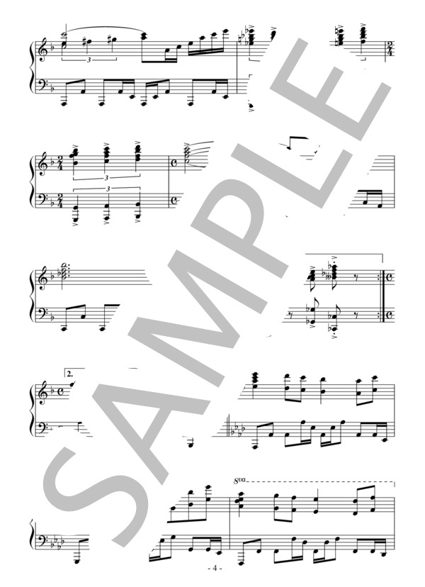 Main Title(中～上級）：ドラマ「HERO」OST (服部 隆之) / ピアノソロ 中〜上級 - サンプル譜面 4/5