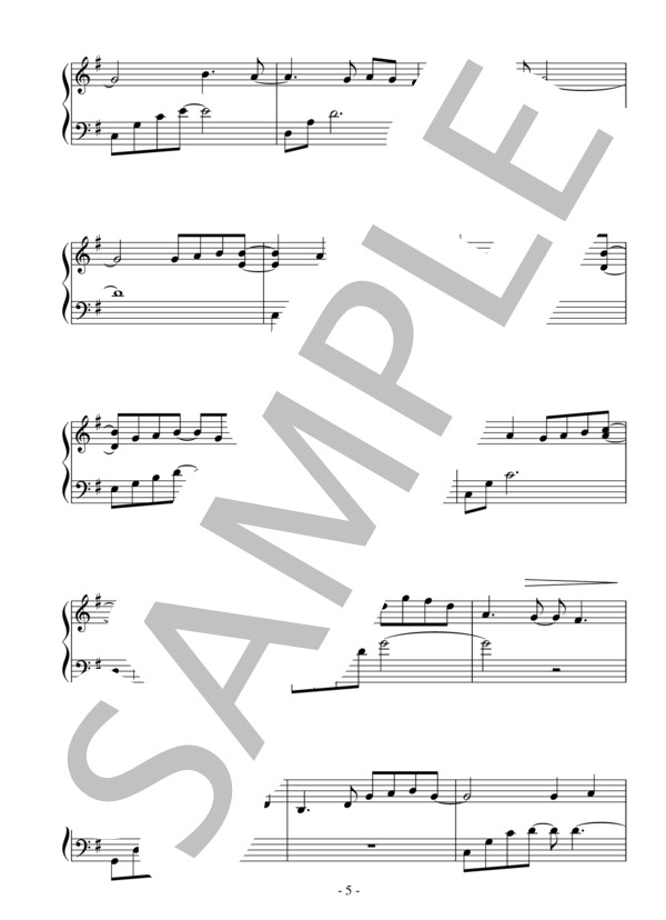 ヒカリへ Piano Ver.(初～中級 完コピ）：ドラマ「リッチマン、プアウーマン」OST (miwa) / ピアノソロ 初〜中級 - サンプル譜面 5/5