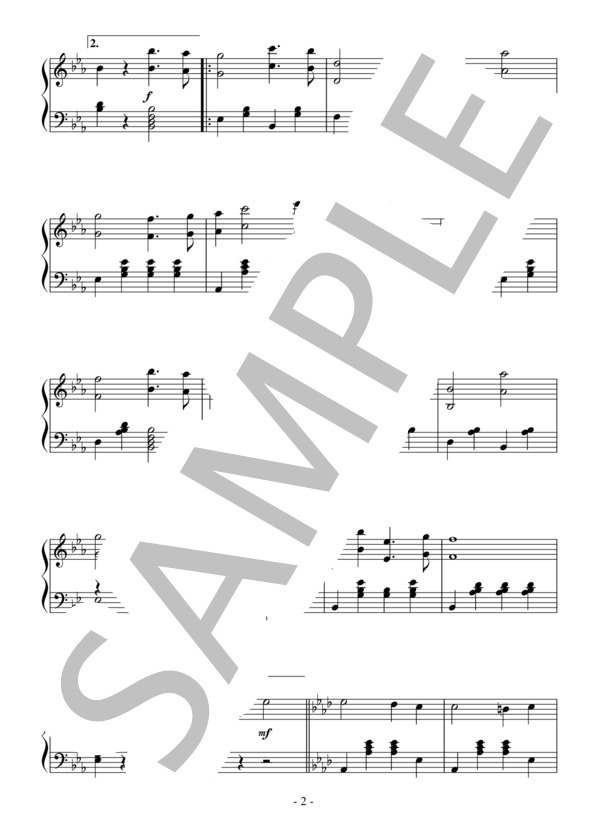 星条旗よ永遠なれ（中～上級）：J.P.スーザ (ジョン・フィリップ・スーザ) / ピアノソロ 中〜上級 - サンプル譜面 2/5