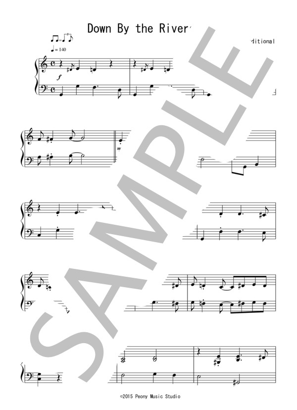 Down By the Riverside Jazz Ver.(初級）：ゴスペル (Traditional) / ピアノソロ 初級 - サンプル譜面 1/4