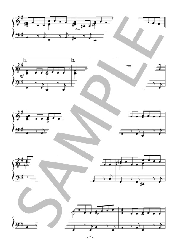 風のささやき（初級）：ミシェル・ルグラン (ミシェル・ジャン・ルグラン) / ピアノソロ 初級 - サンプル譜面 2/3