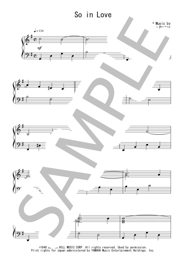 So in Love(初級）：コール・ポーター / ピアノソロ 初級 - サンプル譜面 1/5