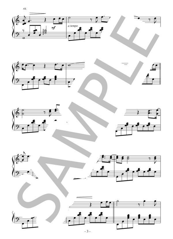 ローズ（中級）：ベット・ミドラー / ピアノソロ 中級 - サンプル譜面 3/4