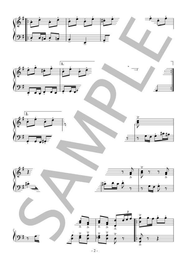 バレエ「くるみ割り人形」よりトレパーク（初～中級）：チャイコフスキー (ピョートル・イリイチ・チャイコフスキー) / ピアノソロ 初〜中級 - サンプル譜面 2/4