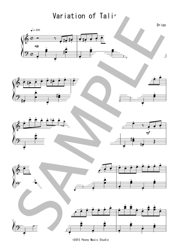 バレエ「タリスマン」より女性Va.(中級）：ドリゴ (リッカルド・ドリゴ) / ピアノソロ 中級 - サンプル譜面 1/3