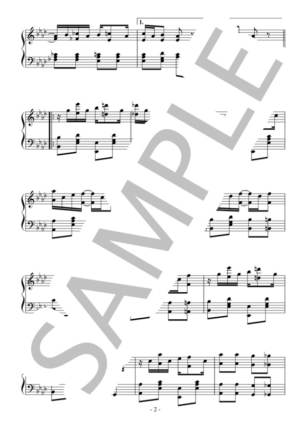 Maple Leaf Rag(中級 完コピ）：ジョプリン (スコット・ジョプリン) / ピアノソロ 中級 - サンプル譜面 2/5
