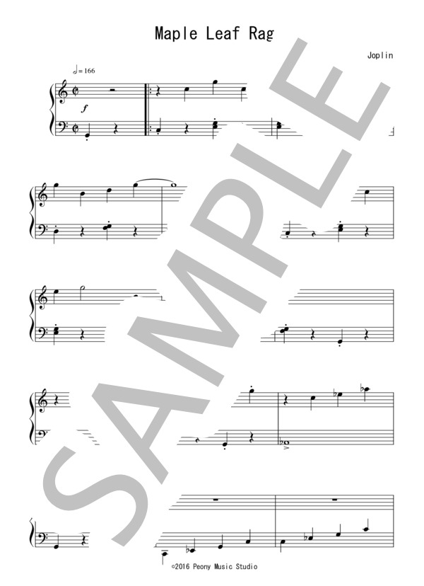 Maple Leaf Rag(入門）：ジョプリン (スコット・ジョプリン) / ピアノソロ 入門 - サンプル譜面 1/5