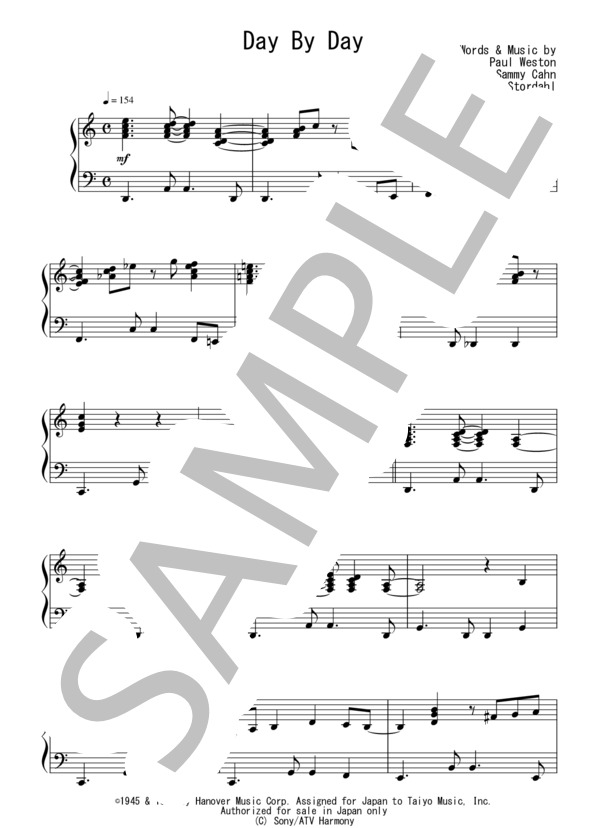 楽譜】Day by Day ボサノバVer. 初～中級 ：ジャズ / サミー・カーン