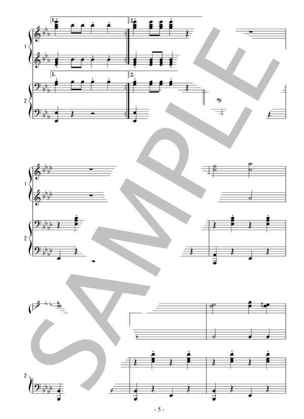 ウィーンはいつもウィーン（連弾 中級）：シュランメル (ヨハン・シュランメル) / ピアノ連弾 中級 - サンプル譜面 5/5