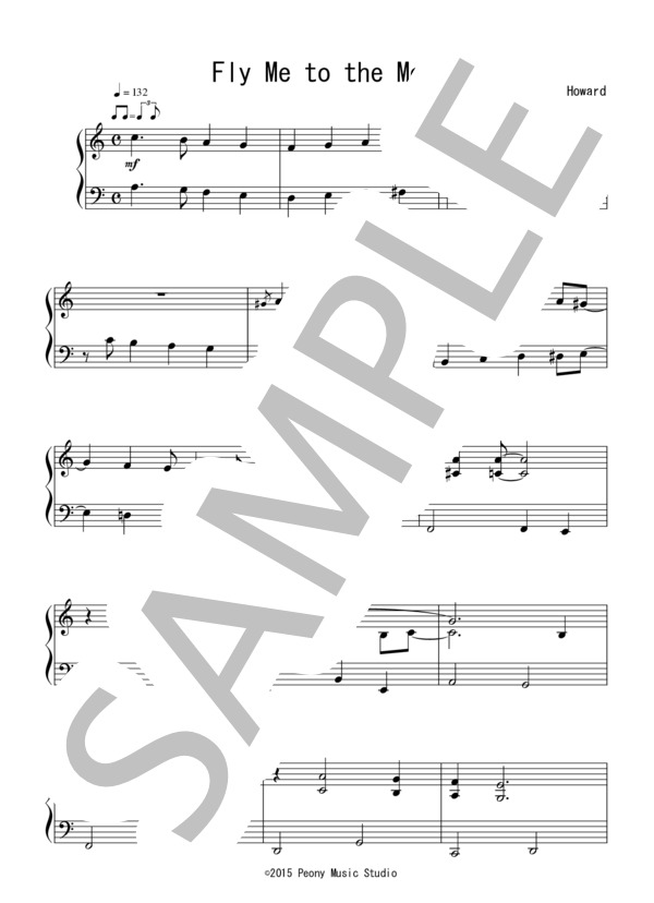 Fly Me to the Moon(初級）：ジャズ (ナット・キング・コール) / ピアノソロ 初級 - サンプル譜面 1/4