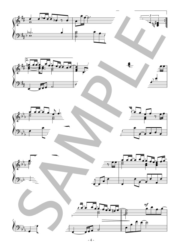 Stay My Blue～君が恋しくて～（中級）：STARDUST REVUE (スターダスト★レビュー) / ピアノソロ 中級 - サンプル譜面 4/5