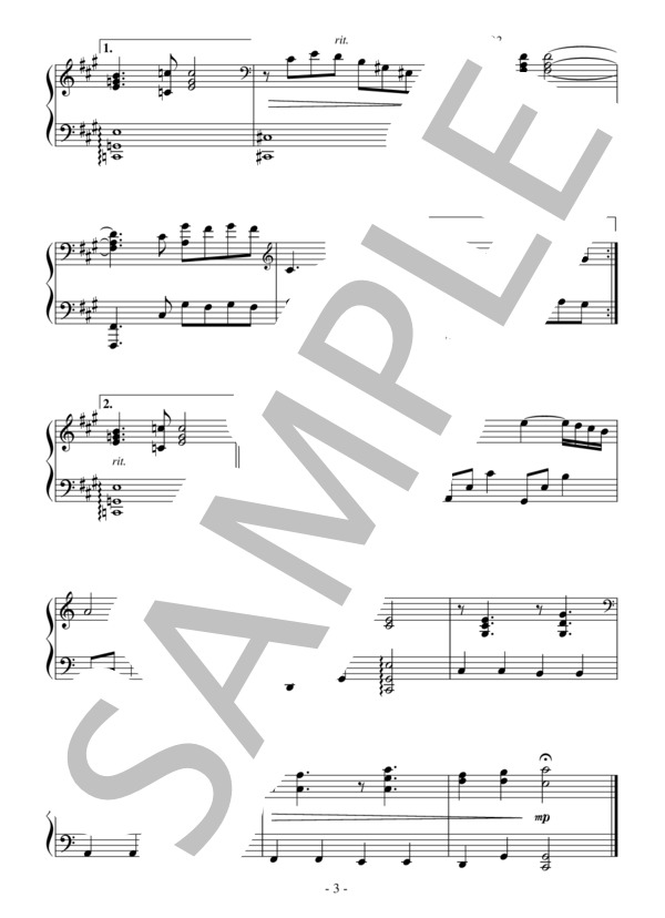 ブエノスアイレスの冬（初～中級）：ピアソラ (アストル・ピアソラ) / ピアノソロ 初〜中級 - サンプル譜面 3/3
