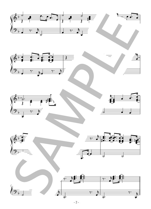 雨にぬれても（初～中級）：映画「明日に向って撃て！」OST (バート・バカラック) / ピアノソロ 初〜中級 - サンプル譜面 2/5