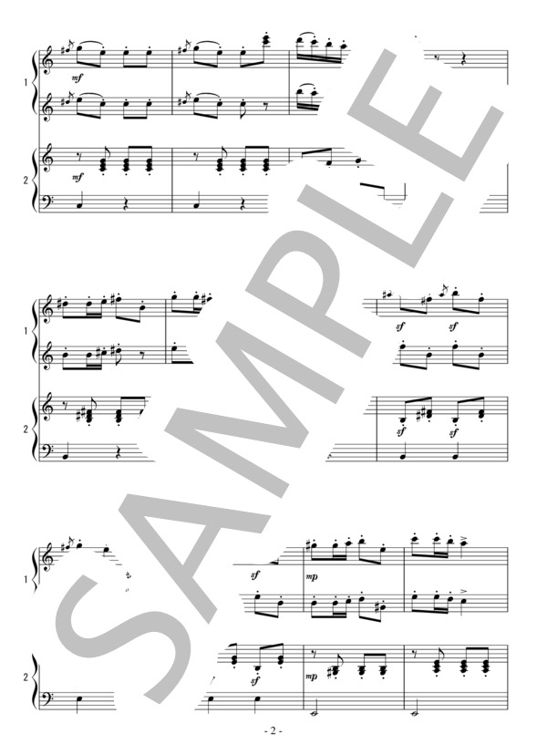 トルコ行進曲（連弾 初～中級）：ベートーヴェン (ルートヴィヒ・ヴァン・ベートーヴェン) / ピアノ連弾 初〜中級 - サンプル譜面 2/5