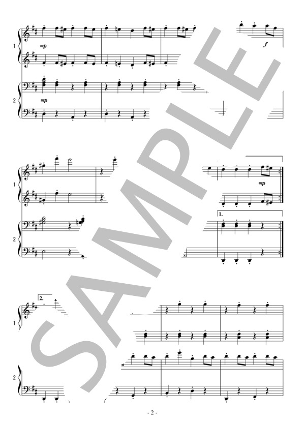 ラデツキー行進曲（連弾 初～中級）：ヨハン・シュトラウス1世 / ピアノ連弾 初〜中級 - サンプル譜面 2/5