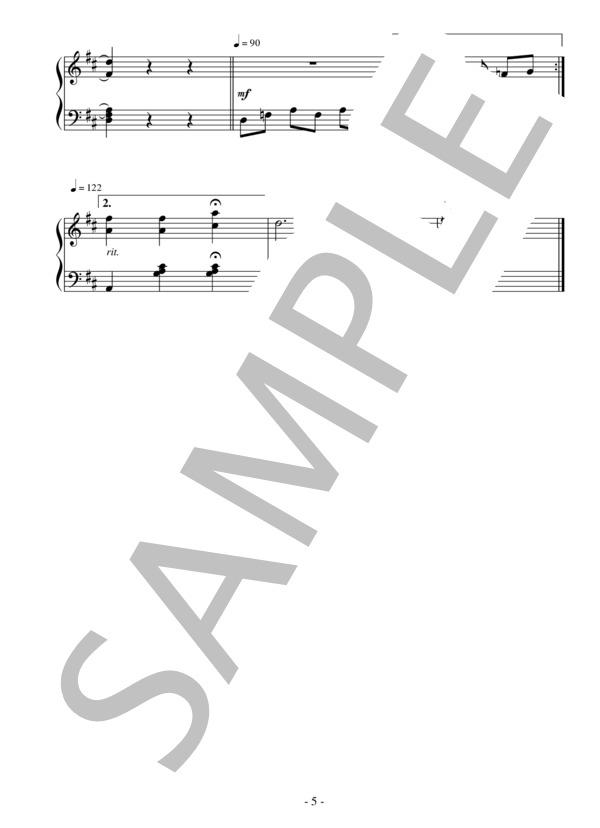 喜歌劇「ジュディッタ」より 私の唇に熱き口づけを（初級）：レハール (フランツ・レハール) / ピアノソロ 初級 - サンプル譜面 5/5