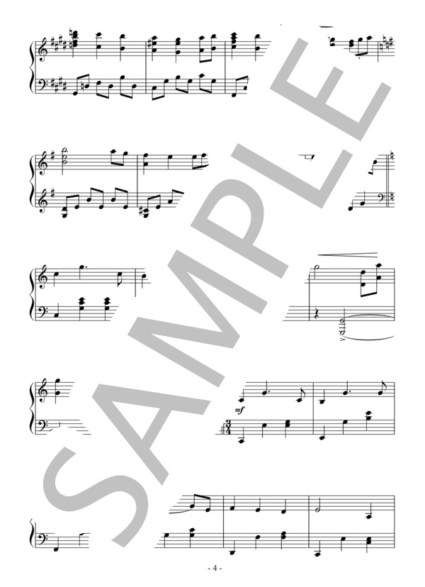 ふたたび（中級）：映画「千と千尋の神隠し」OST (久石 譲) / ピアノソロ 中級 - サンプル譜面 4/5