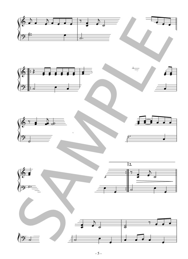 Kiss the Girl(初級）：ディズニー映画「リトル・マーメイド」OST / ピアノソロ 初級 - サンプル譜面 5/5