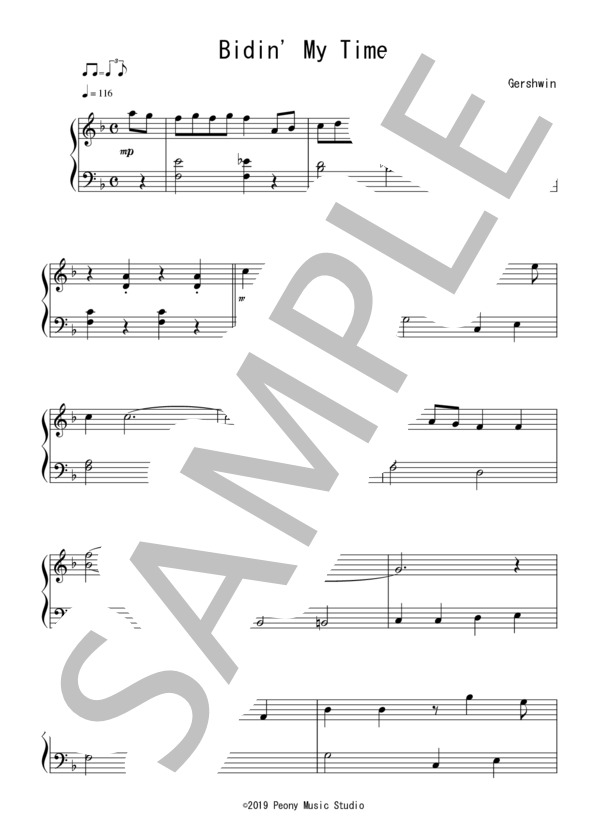 Bidin' My Time(入門～初級）：ガーシュイン (ジョージ・ガーシュイン) / ピアノソロ 入門〜初級 - サンプル譜面 1/3